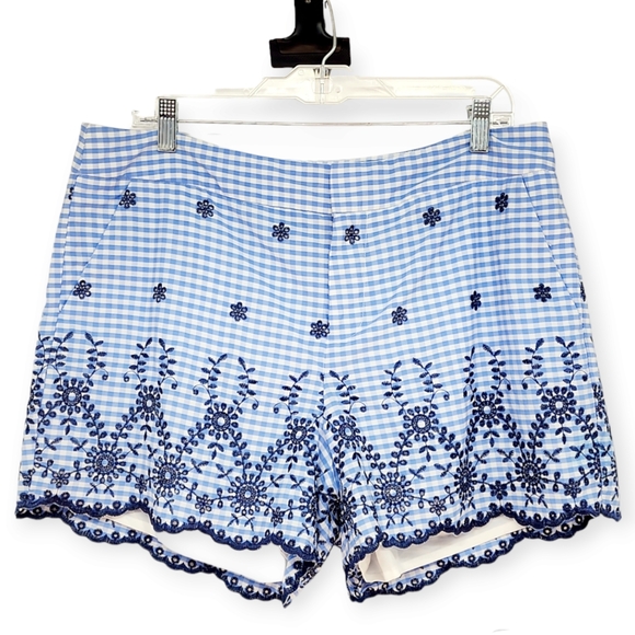 Maison Jules Embroidered Gigham Shorts size 14 - Picture 2 of 6